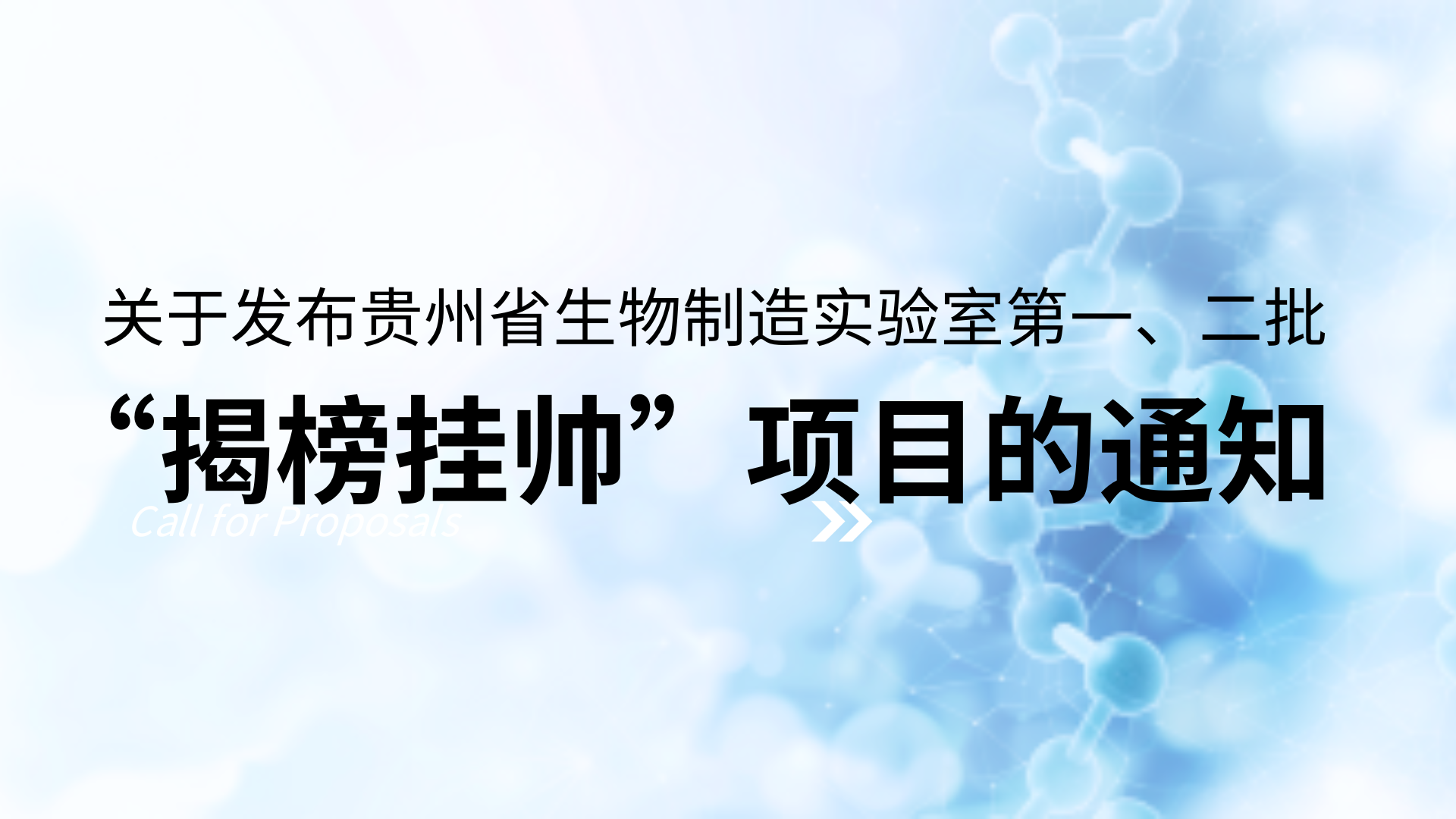 关于发布贵州省生物制造实验室第一、二批“揭榜挂帅”项目的通知