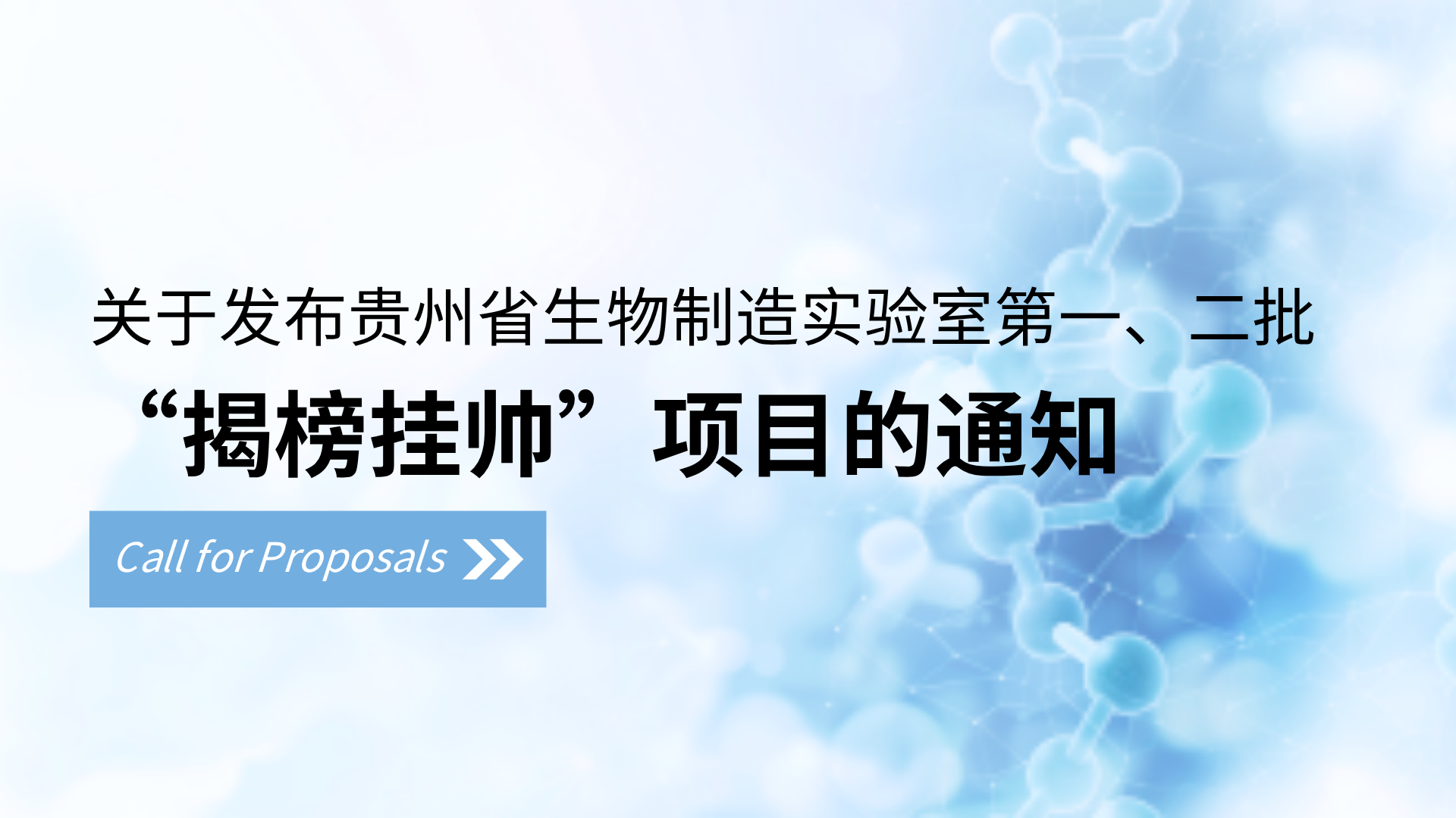 关于发布贵州省生物制造实验室第一、二批“揭榜挂帅”项目的通知